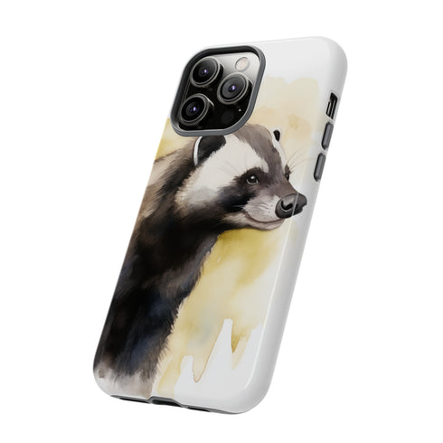 Badger on a Yellow Background - Impact Resistant Phone Case